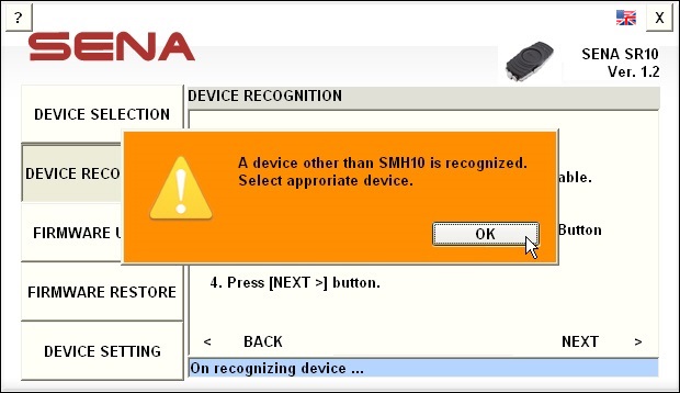 Device recognition : Failure in recognizing device