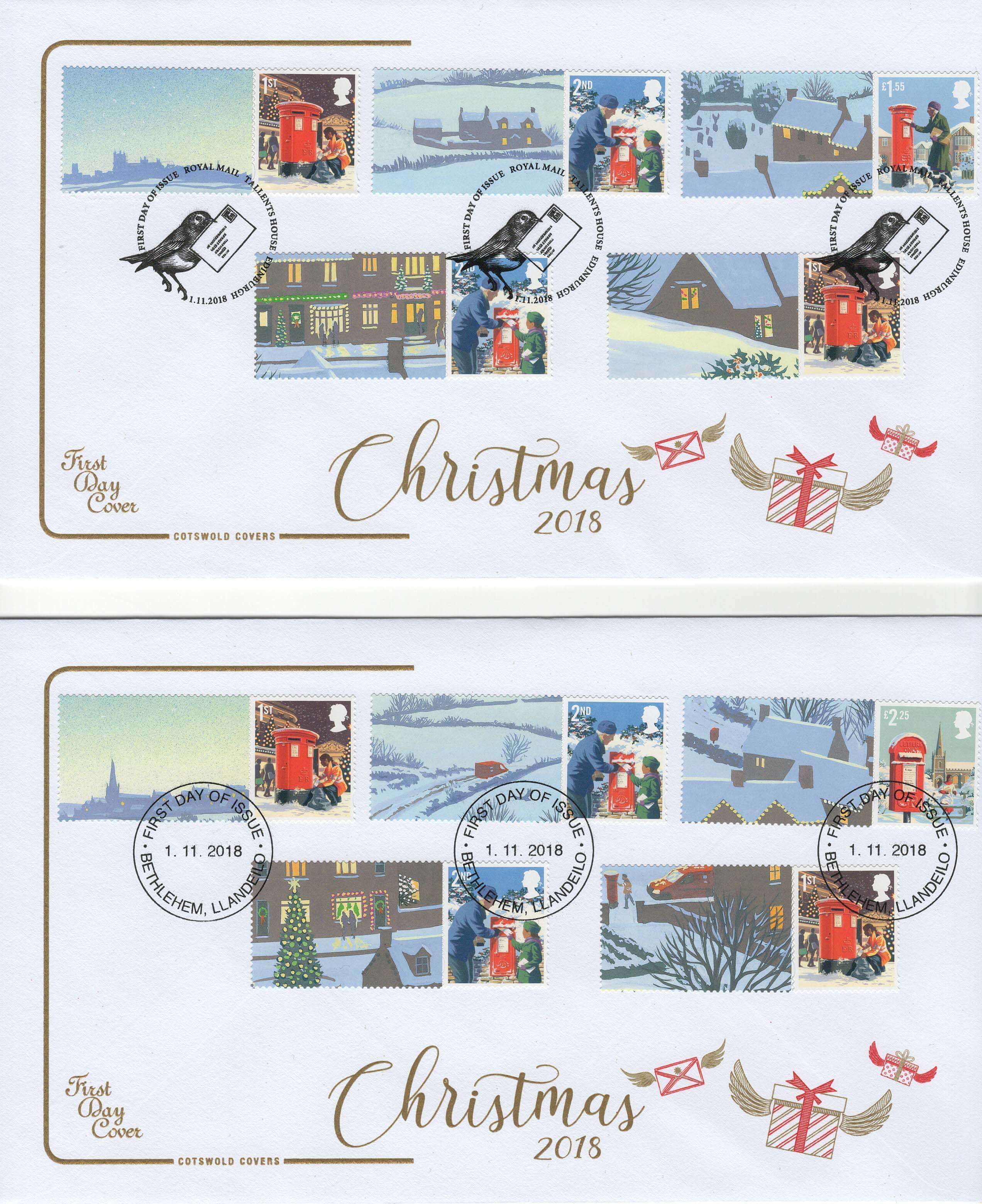 Cotswold Christmas Cards Christmas 2018 Cotswold Christmas Generic Sheet FDC