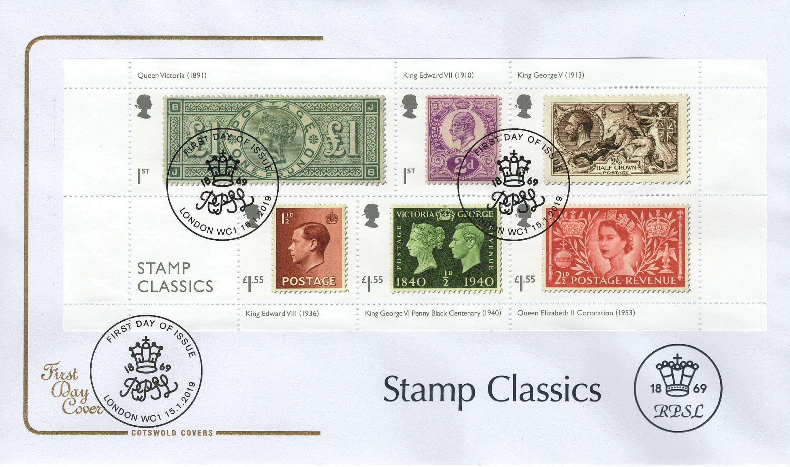 Stamp Classics Cotswold Stamp Classics MS FDC Cotswold & Stuart