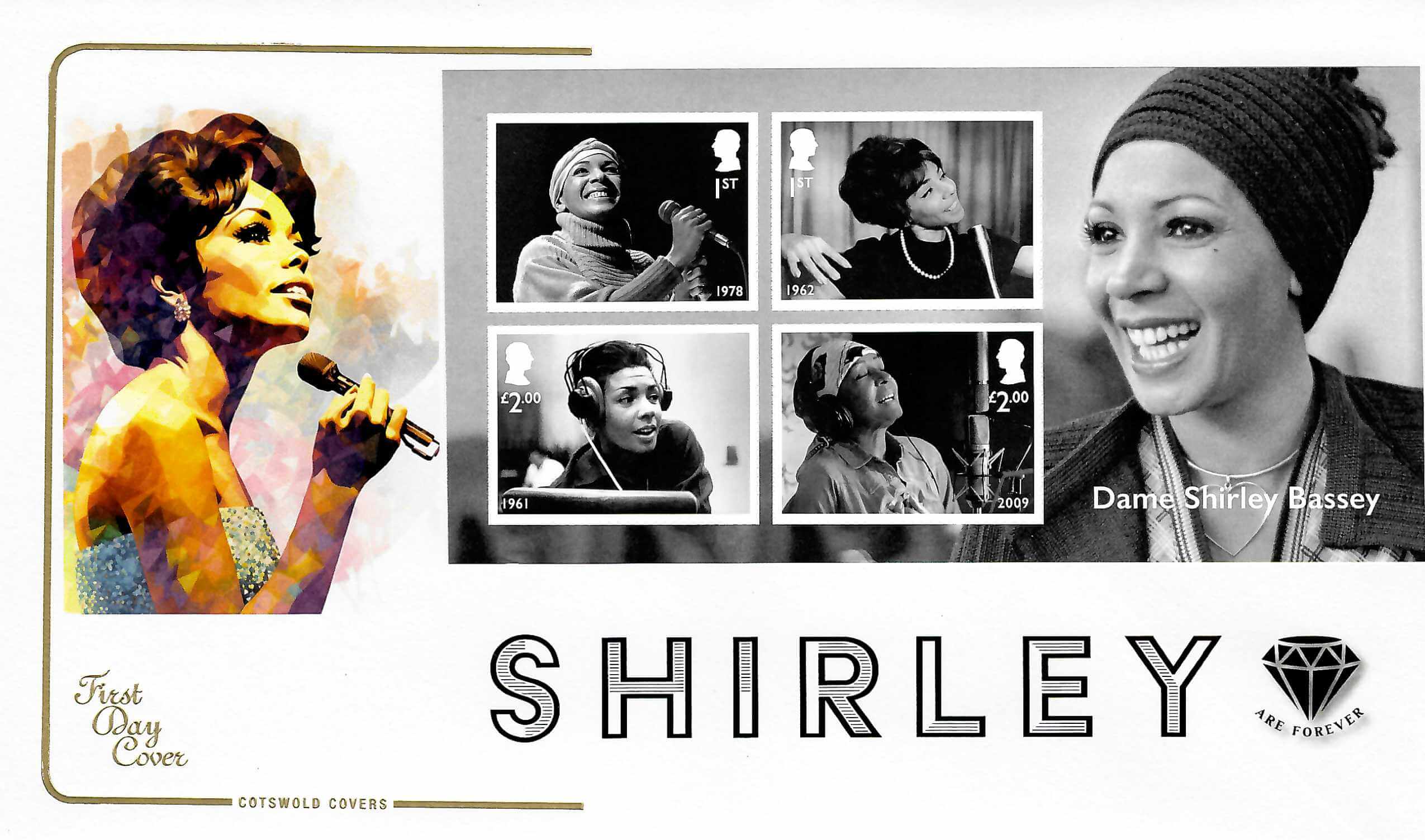 Cotswold Music Giants Shirley Minisheet FDC Cotswold & Stuart First