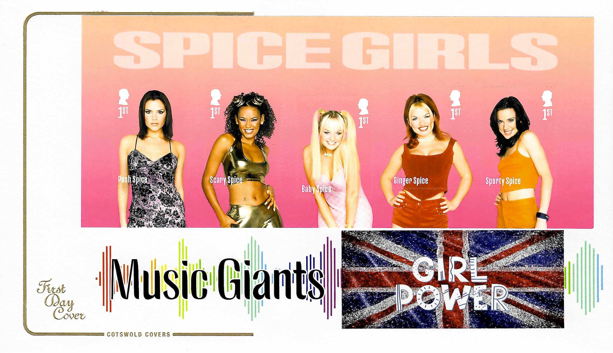Cotswold Music Giants SPICE GIRLS Mini Sheet FDC Cotswold & Stuart