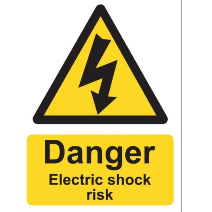 Danger Electric Shock Risk Sign, Vinyl, 15x20cm First Aid Supplies