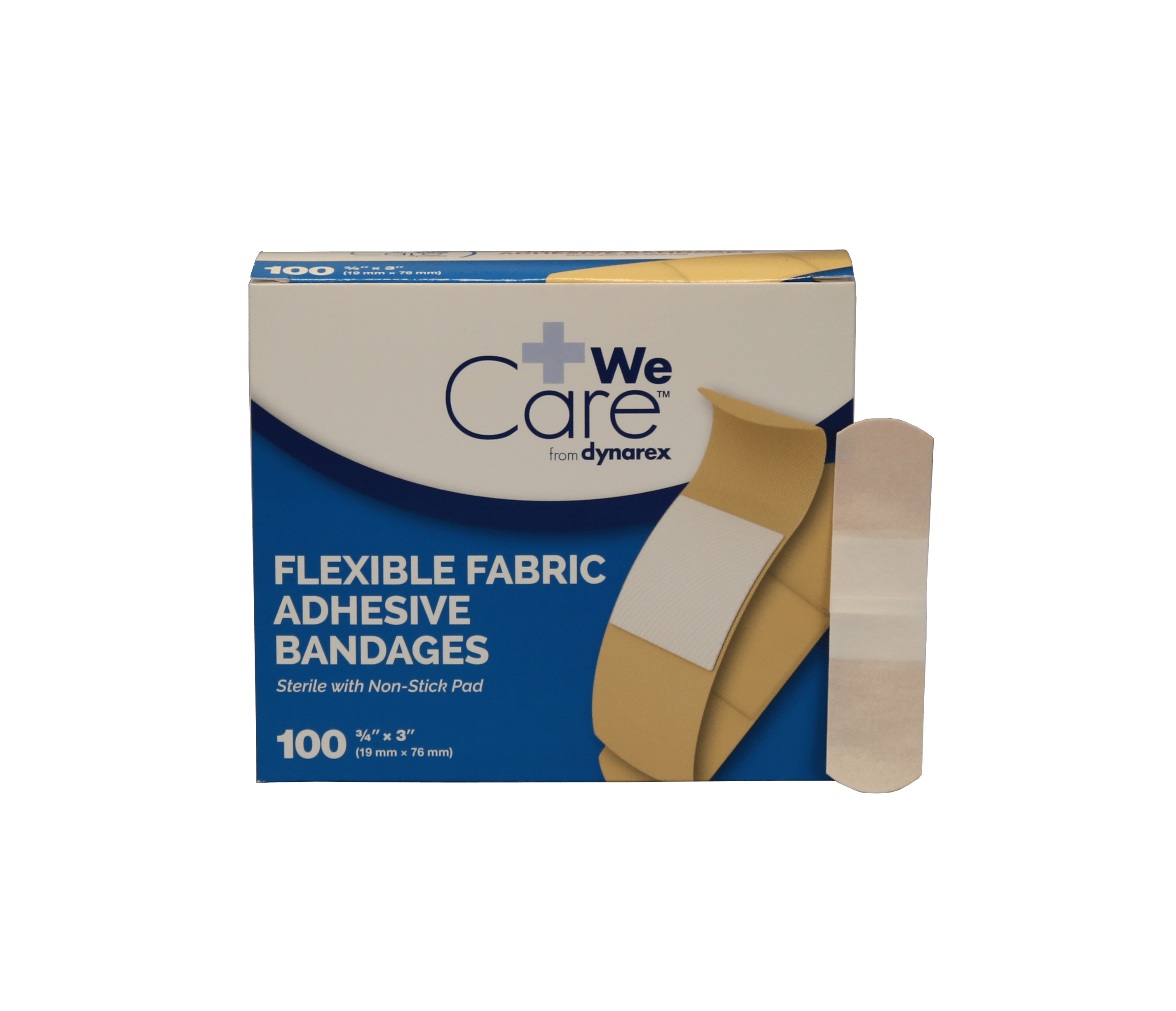 Dynarex Flexible Fabric Adhesive Bandages 3/4 X 3 100/box, Fabric