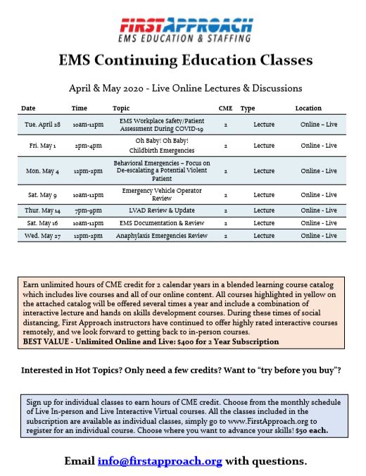 Continuing Education Subscription First Approach Ems Education & Staffing