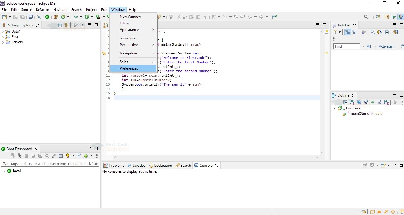 Java First Code School