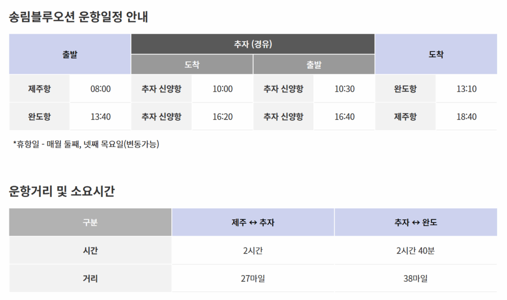 추자도 배편 시간표 요금 여객선 예매 방법 및 차량선적