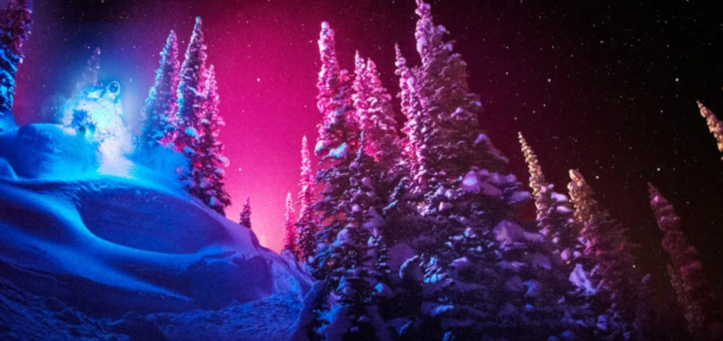 Night Skiing in the Dark. Light Bulbs at the Ready.