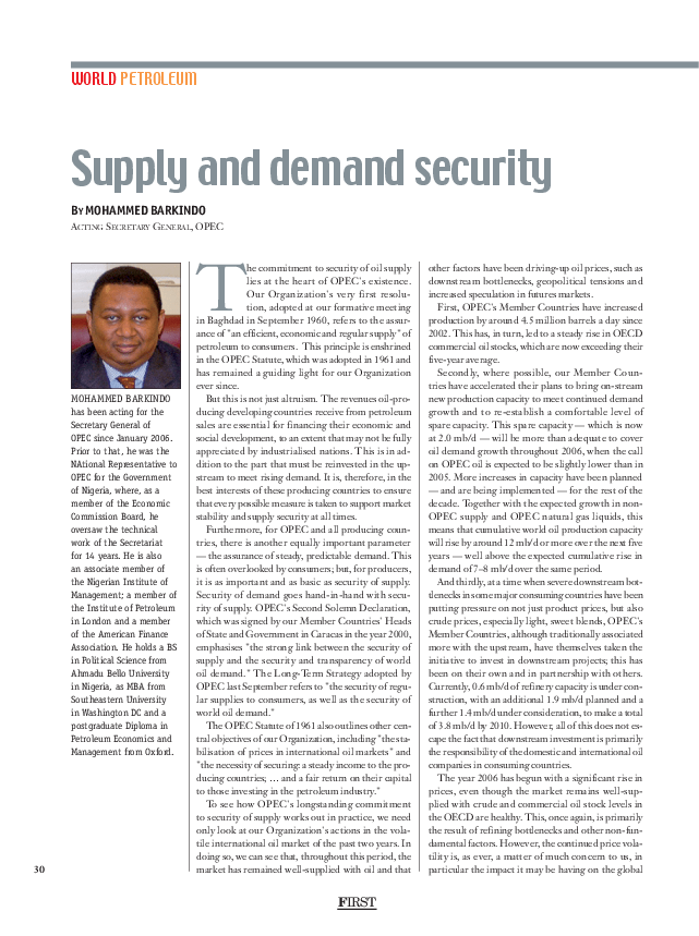 Supply and demand security FIRST Strategic Insight