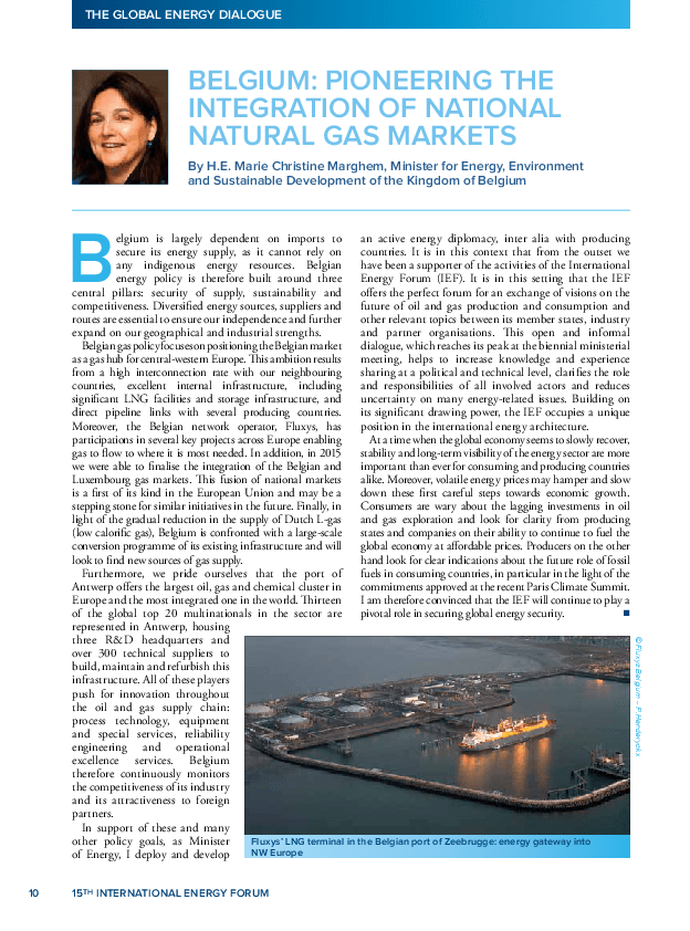 Belgium Pioneering the Integration of Natural Gas Markets FIRST
