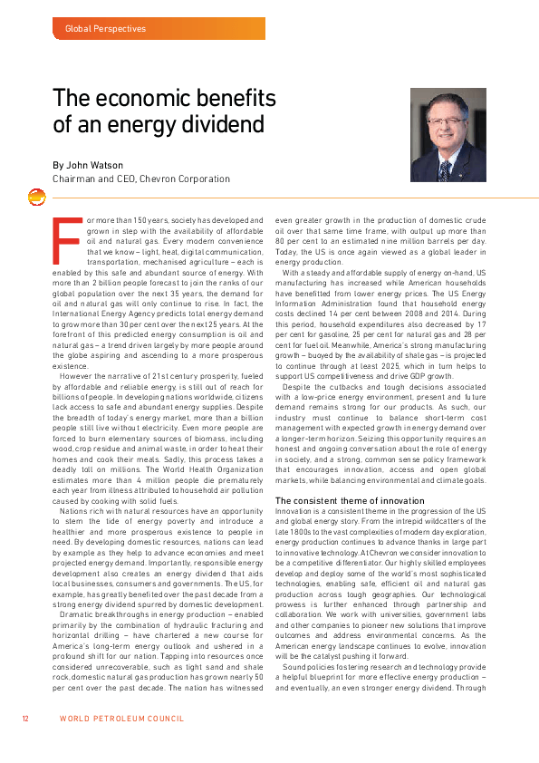 The economic benefits of an energy dividend FIRST Strategic Insight