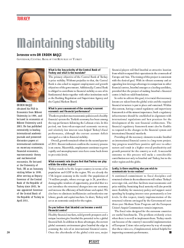 Maintaining stability - FIRST Strategic Insight