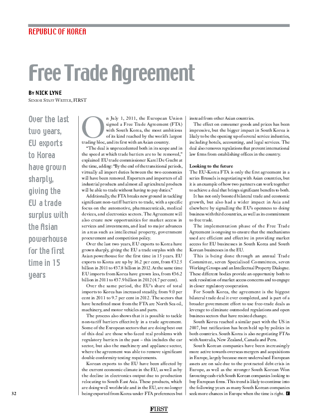 Free Trade Agreement FIRST Strategic Insight