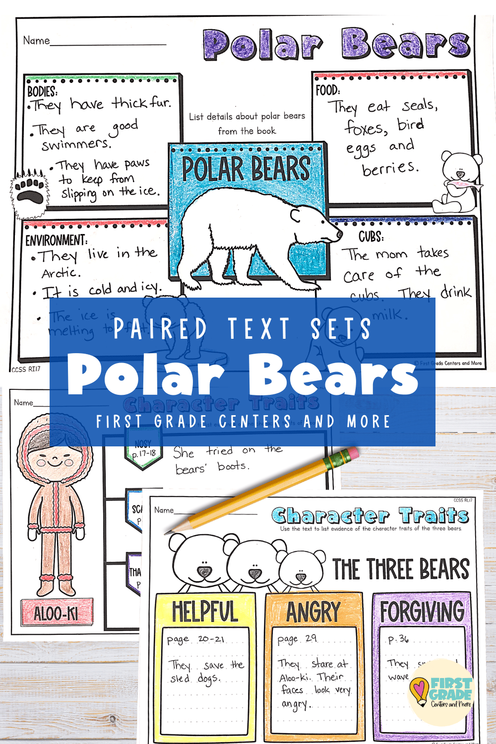 Polar Bears Reading Comprehension First Grade Centers and More