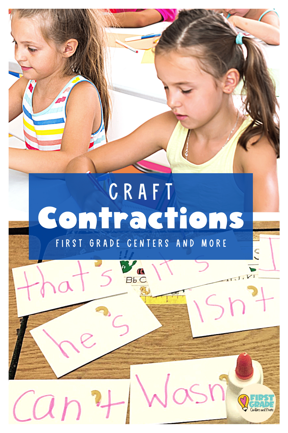 Practicing Contractions with a Craft - First Grade Centers and More