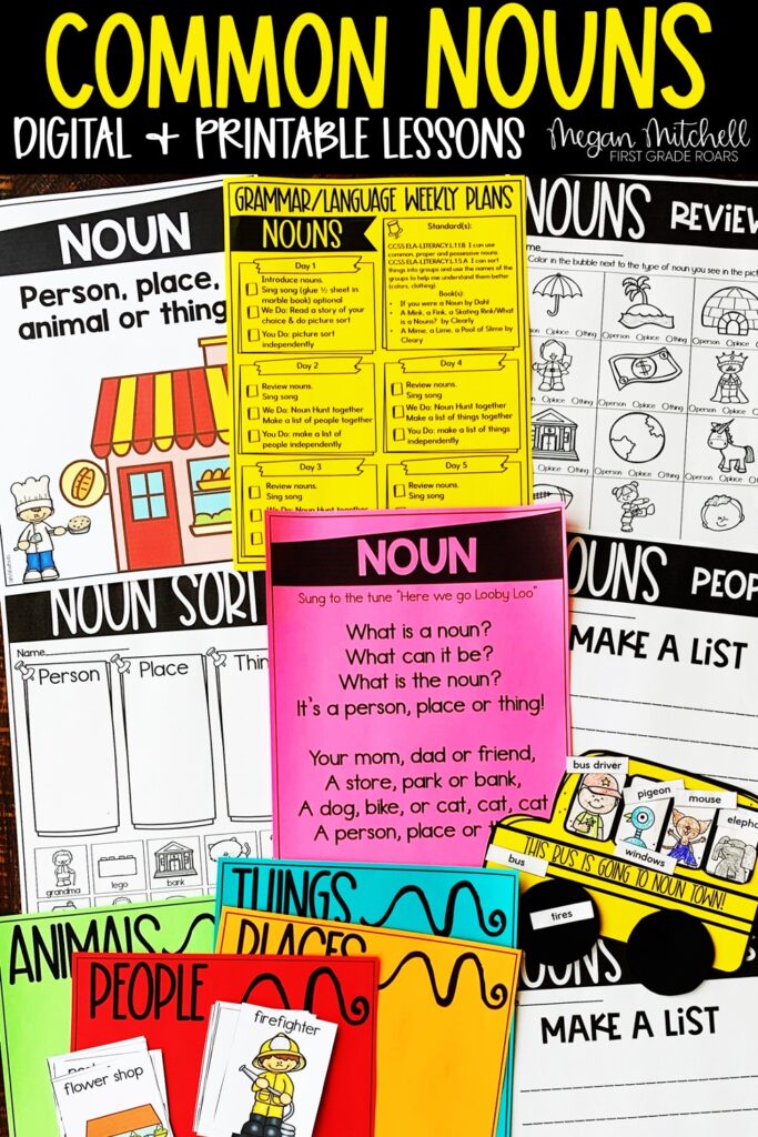 Teaching Common Nouns Grammar Lessons for First Grade