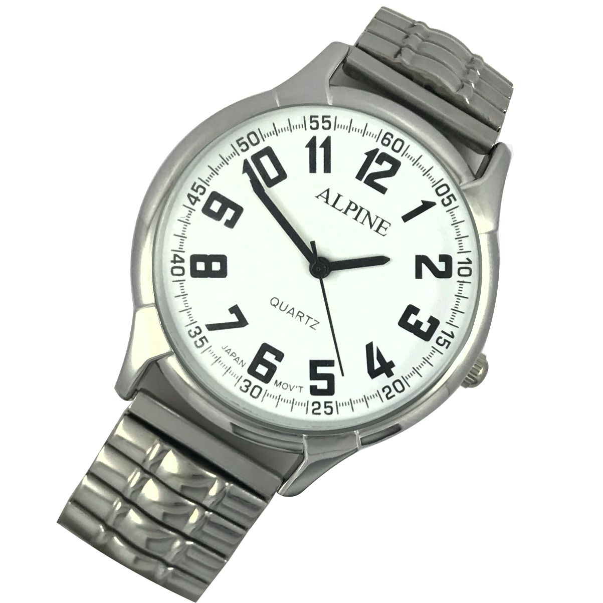 Mens Bracelet Watch Stretch Expansion Geo Silver