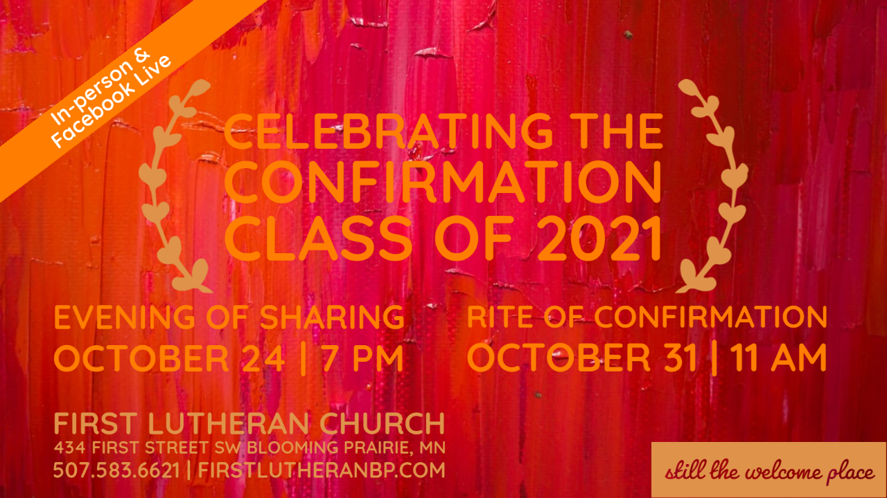 Confirmation Class of 2021 First Lutheran of Blooming Prairie