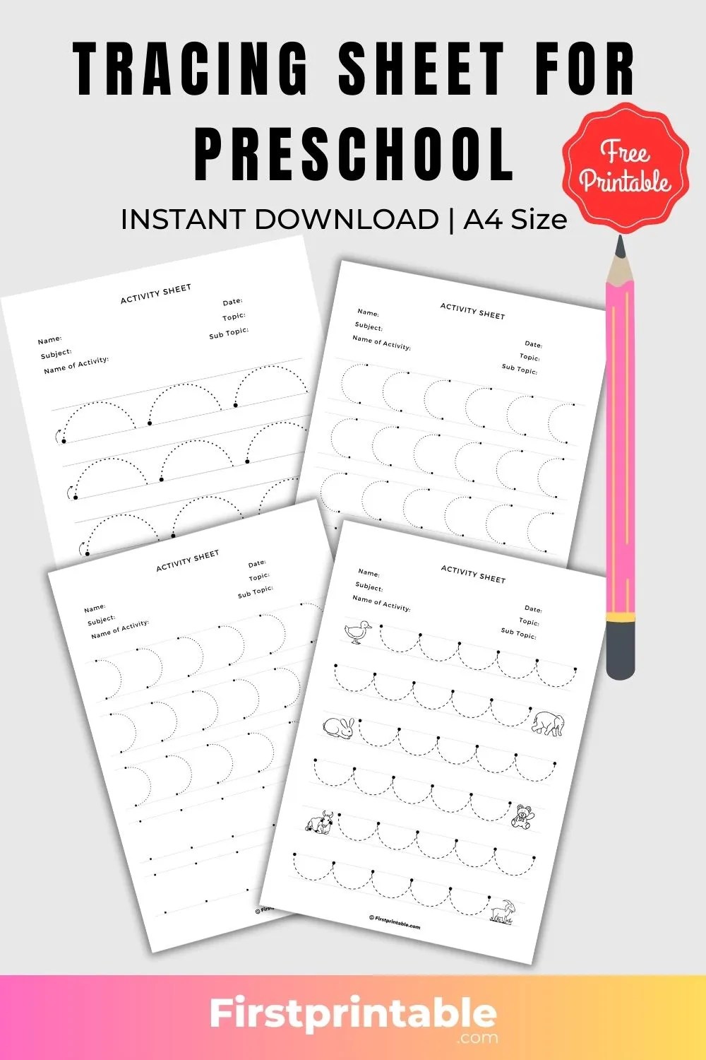 Straight Line Tracing Worksheets
