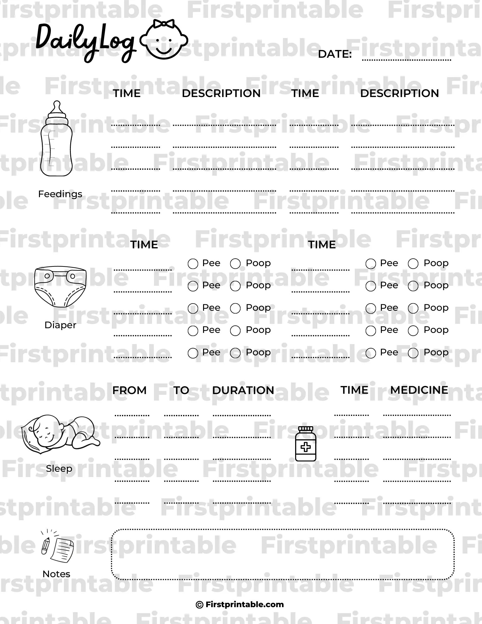 Printable Baby Feeding And Diaper Log [PDF]