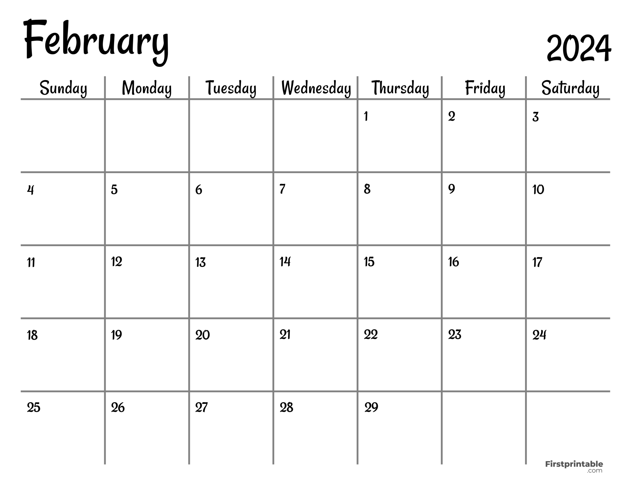 Printable, Editable & Fillable February Calendars 2024 & 2025 Printable, Editable & Fillable February Calendars 2024 & 2025