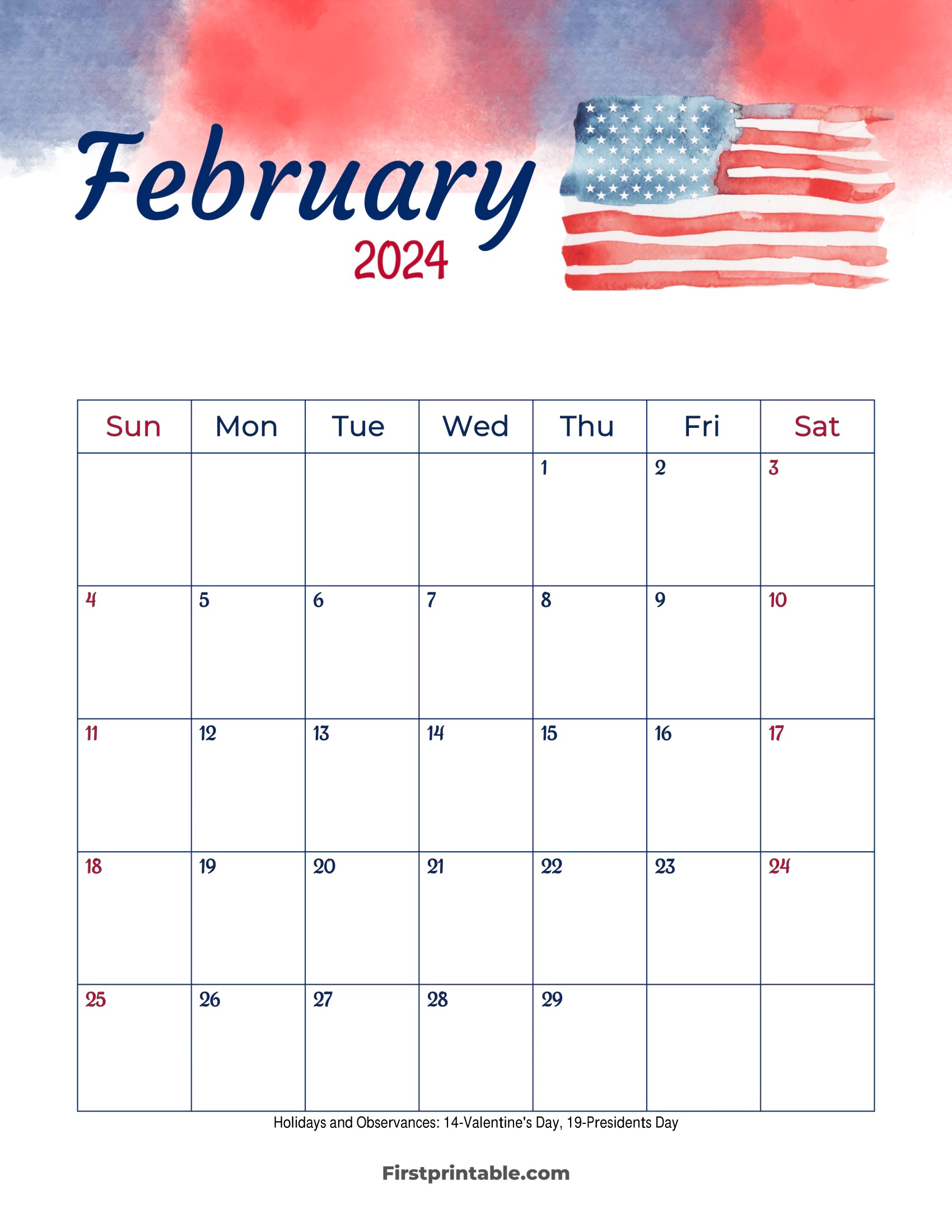 Free Printable & Fillable February Calendar 2024