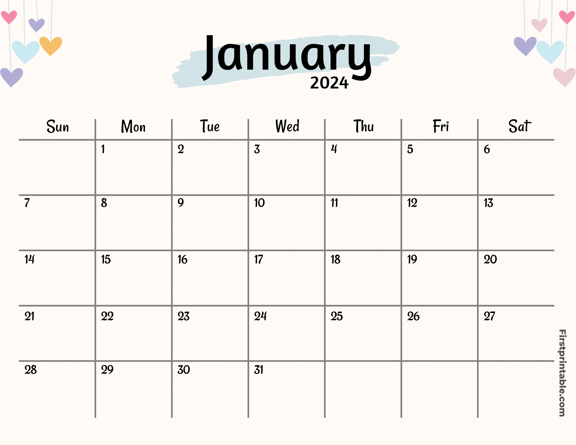 January 2025 Printable Calendar Printables Template - Mikayla Riddle