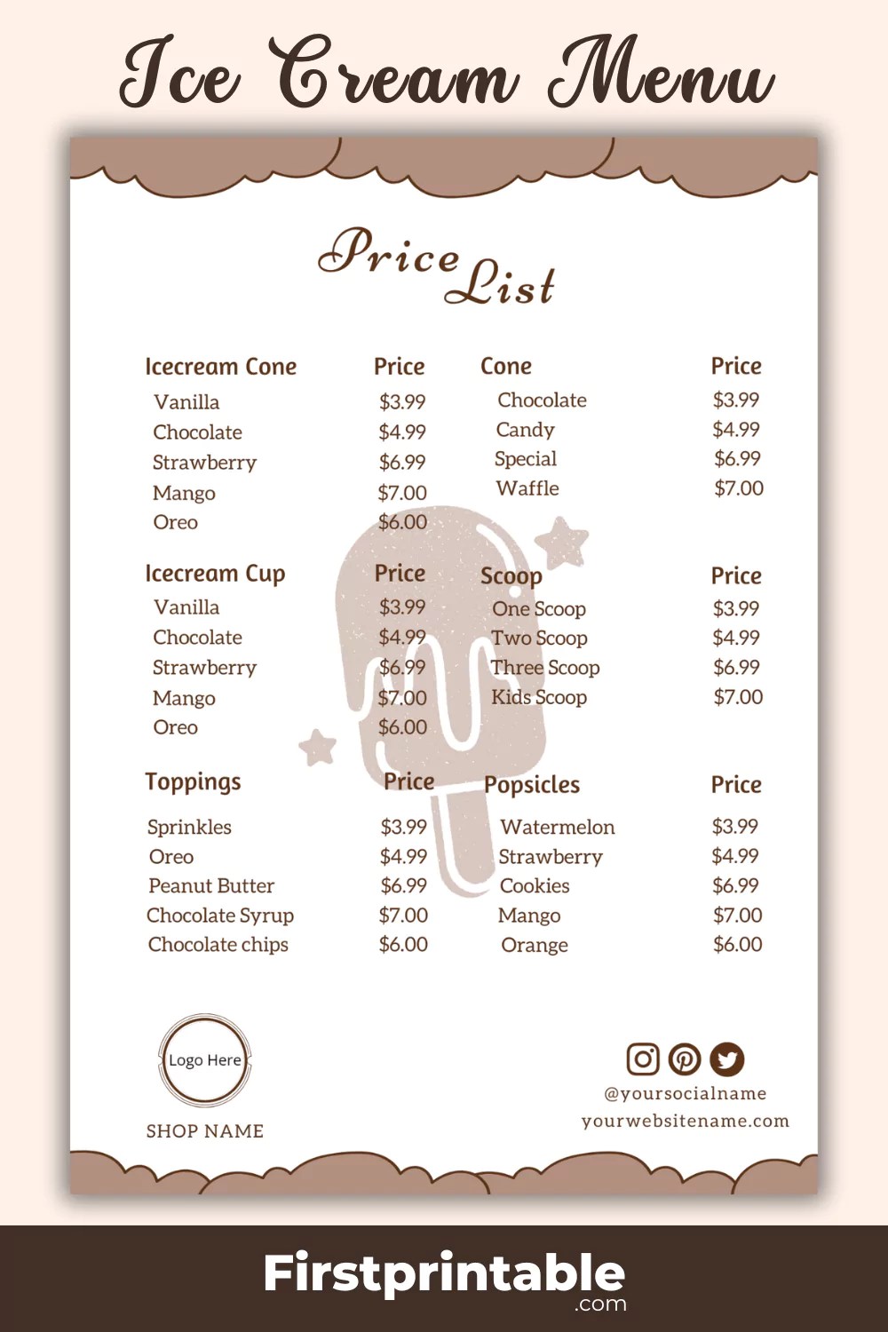 Customizable Ice Cream Logo Templates Firstprintable