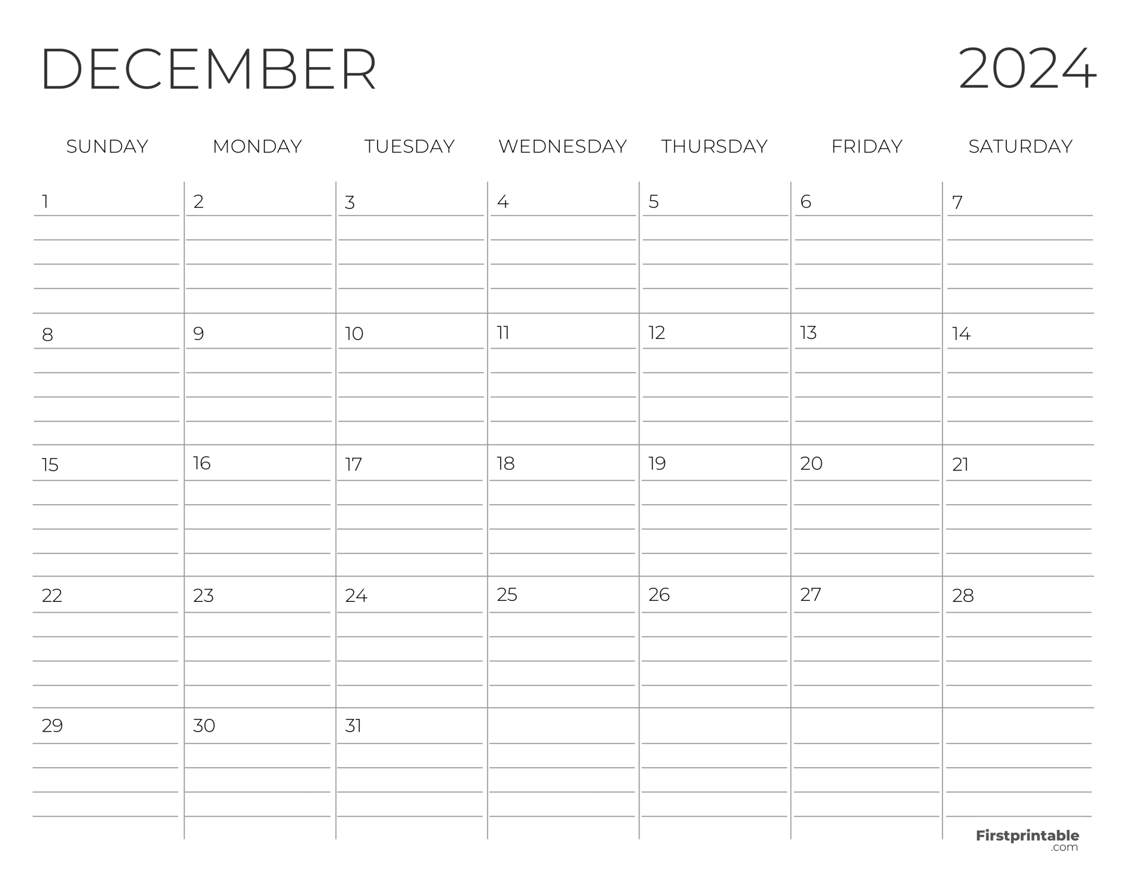 Free Printable & Fillable December Calendars 2024 Free Printable & Fillable December Calendars 2024