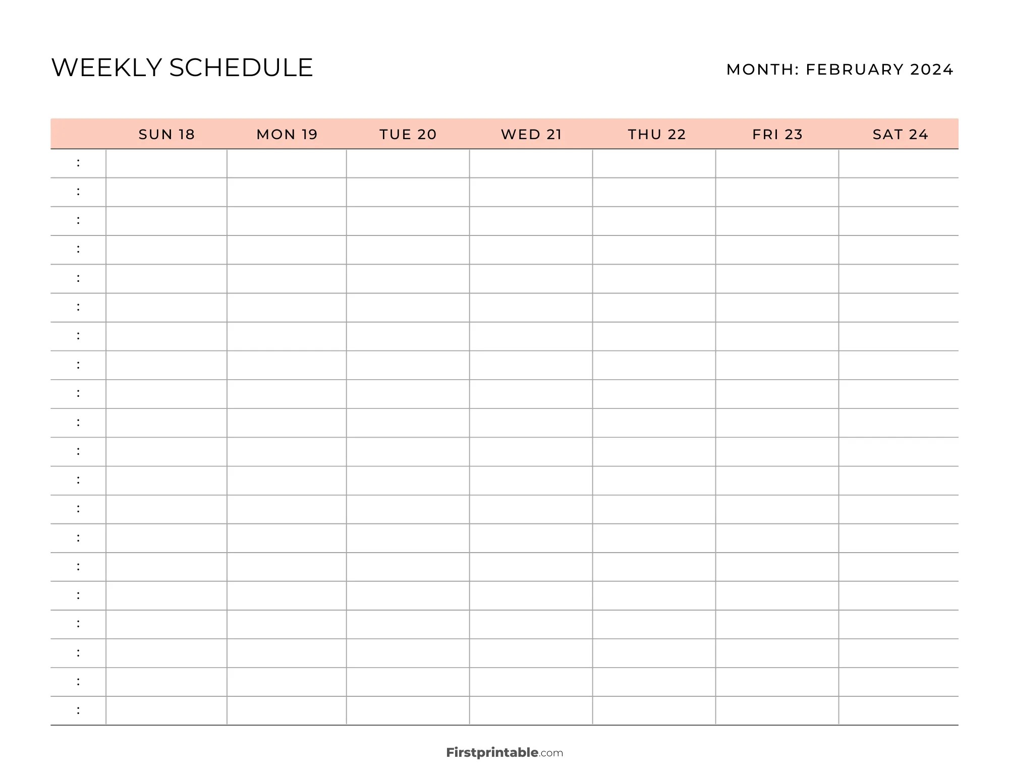 Printable Weekly Schedule Templates February 2024