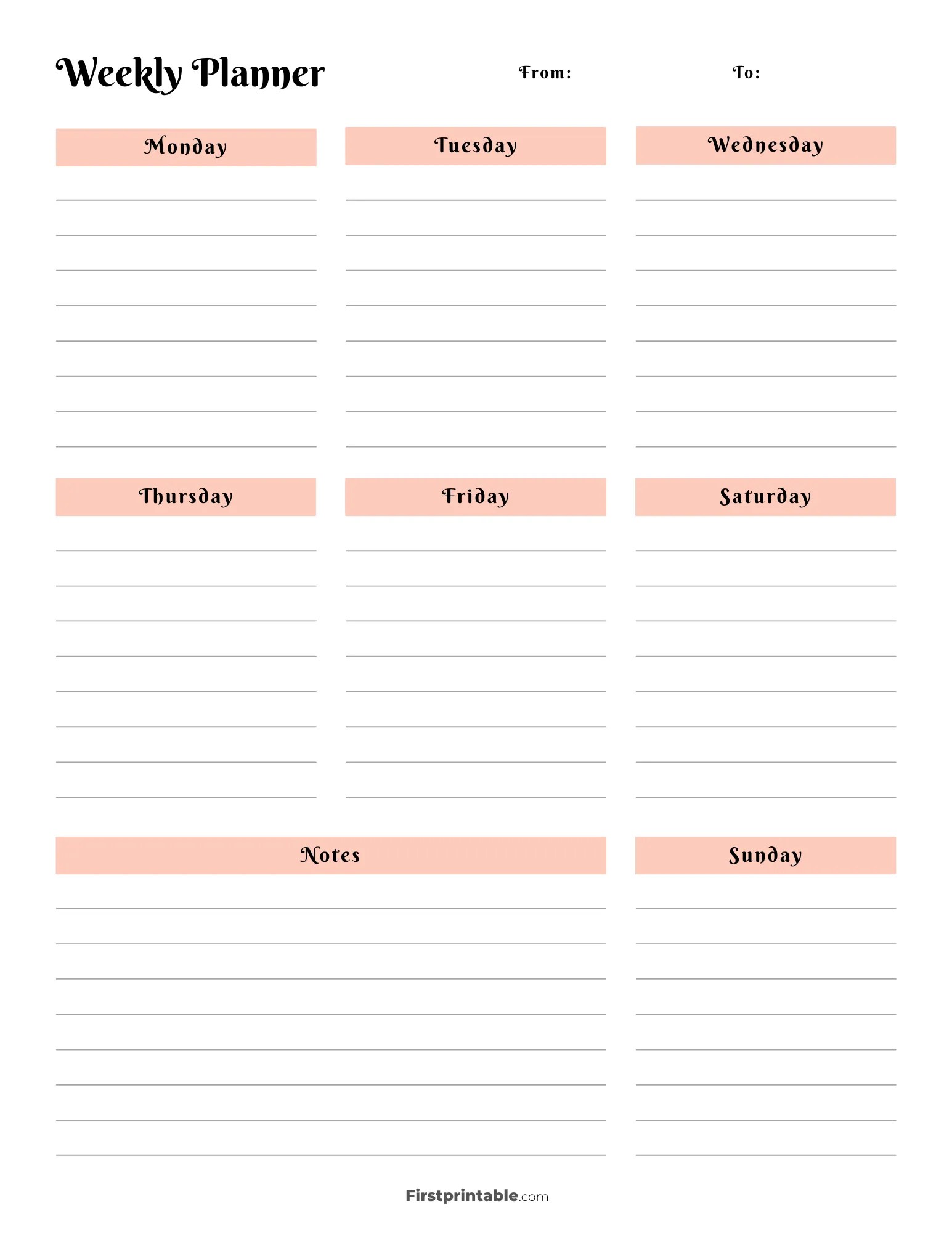 Printable Weekly Calendar & Planner Free Templates Printable Weekly Calendar & Planner Free Templates