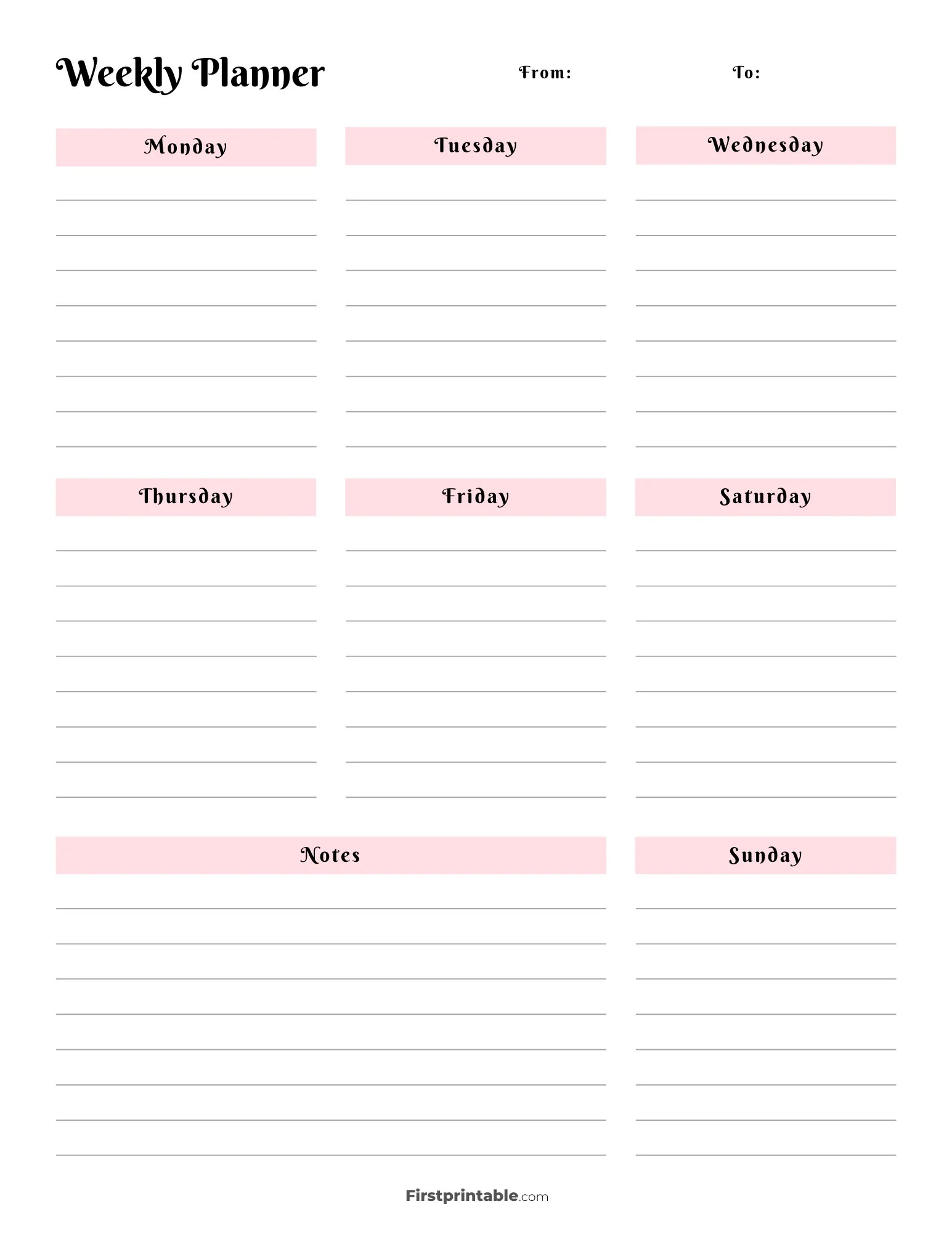 Printable Weekly Calendar & Planner Free Templates Printable Weekly Calendar & Planner Free Templates