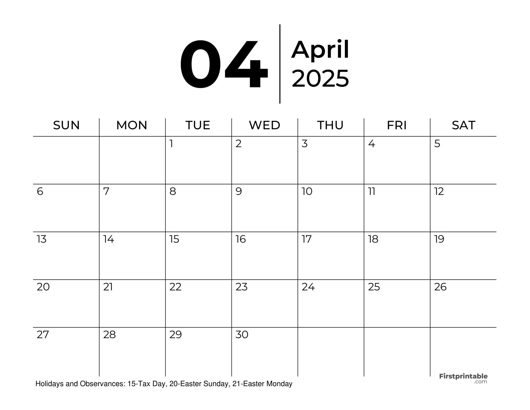 April 2025 Calendars Free Printable & Fillable April 2025 Calendars Free Printable & Fillable