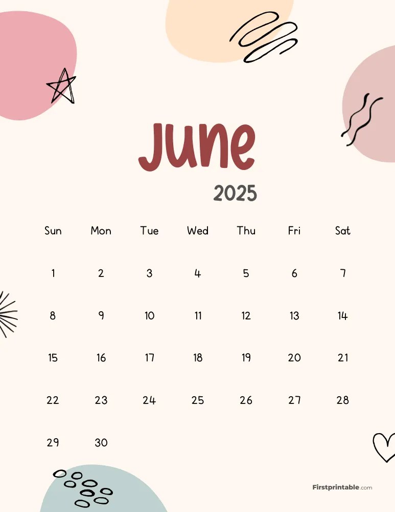 June 2025 Calendars Free Printable & Fillable June 2025 Calendars Free Printable & Fillable