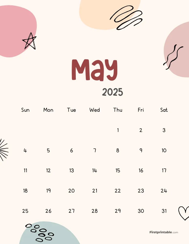 May 2025 Calendars Free Printable & Fillable May 2025 Calendars Free Printable & Fillable