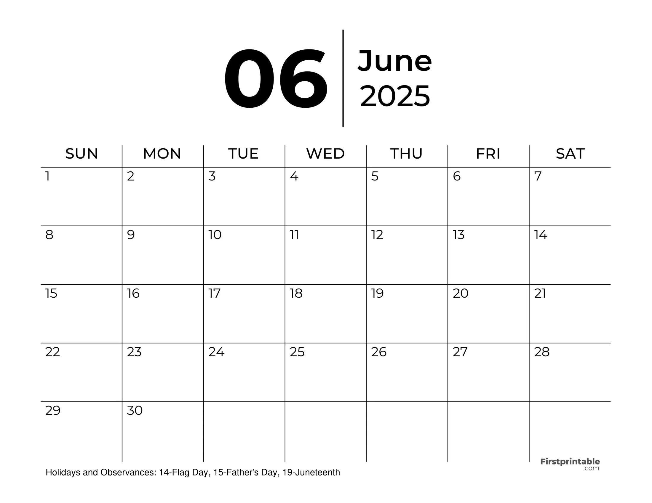 June 2025 Calendars Free Printable & Fillable June 2025 Calendars Free Printable & Fillable
