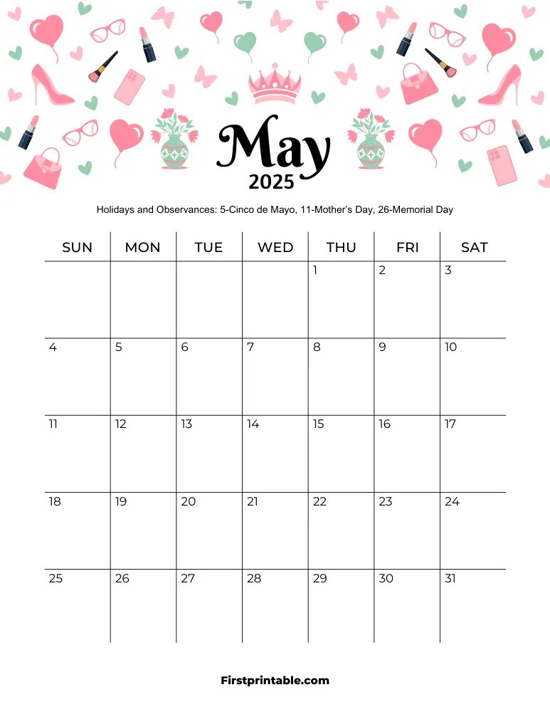 May 2025 Calendars Free Printable & Fillable