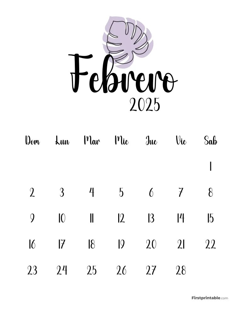 Printable Botanical Monthly Calendar 2025