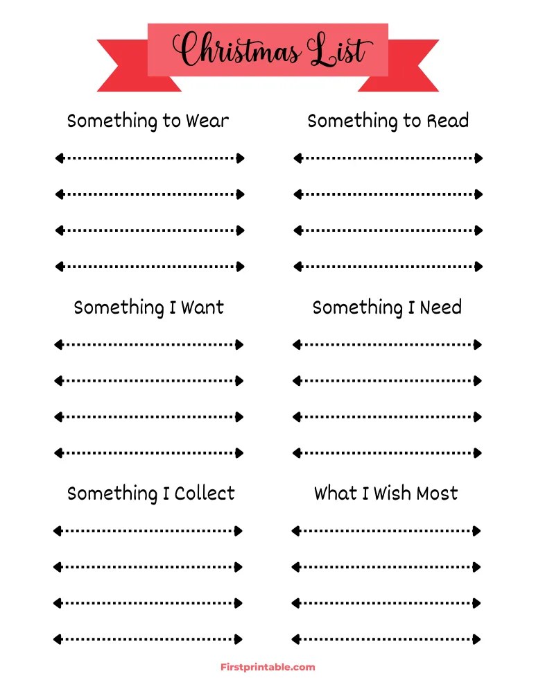 Christmas List Templates | 15+ Free Printable PDFs