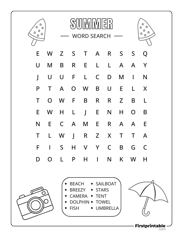 Summer Word Search Puzzles Free Printable