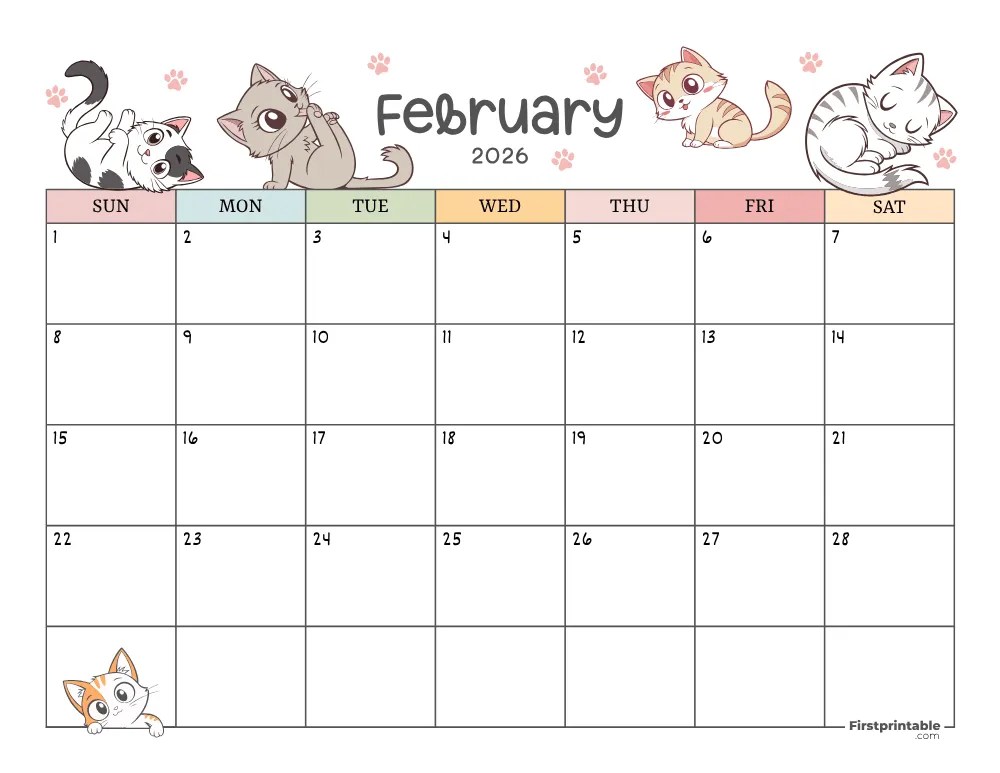 February 2026 Calendars Free Printable &amp; Fillable