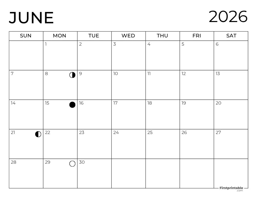 full moon calendar 2026 june Moon Phase Calendar 2026 Lunar Calendar