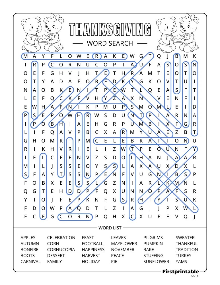 Thanksgiving Word Search Puzzles | Free Printable