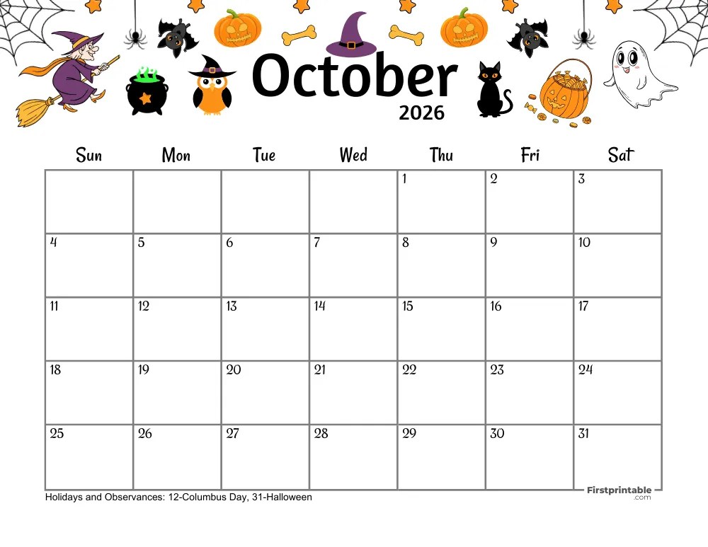 what day does halloween fall on in 2026 calendar 2025 And 2026 Printable Calendar 50+ Monthly PDF Templates