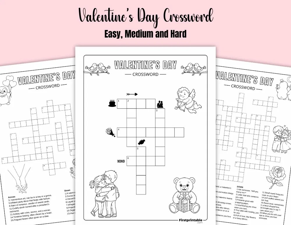 Valentine's Day Crossword Puzzles Free PDF Printables(05)
