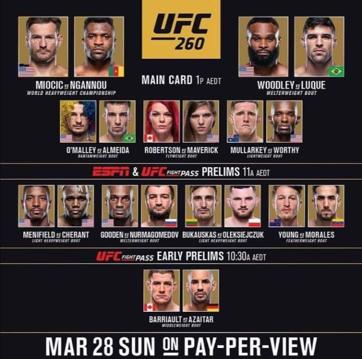 UFC 260 Miocic vs Ngannou 2 Early prelims and preliminary results