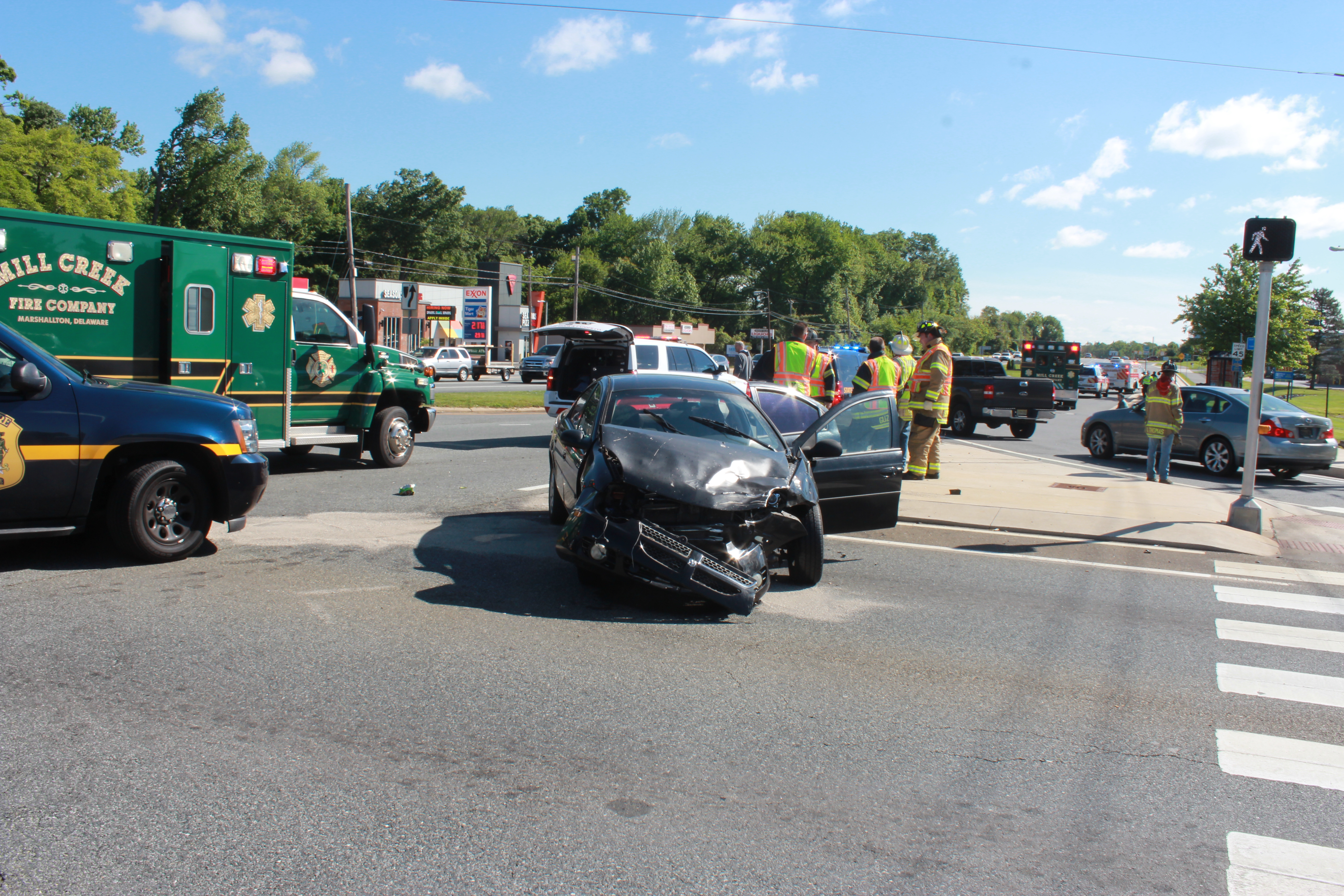 Head On Crash Shuts Down Intersection In Newark, One In Hospital