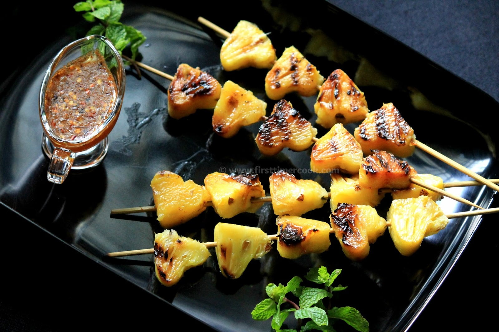 Grilled Pineapple Skewers with ChiliHoney Drizzle First Timer Cook