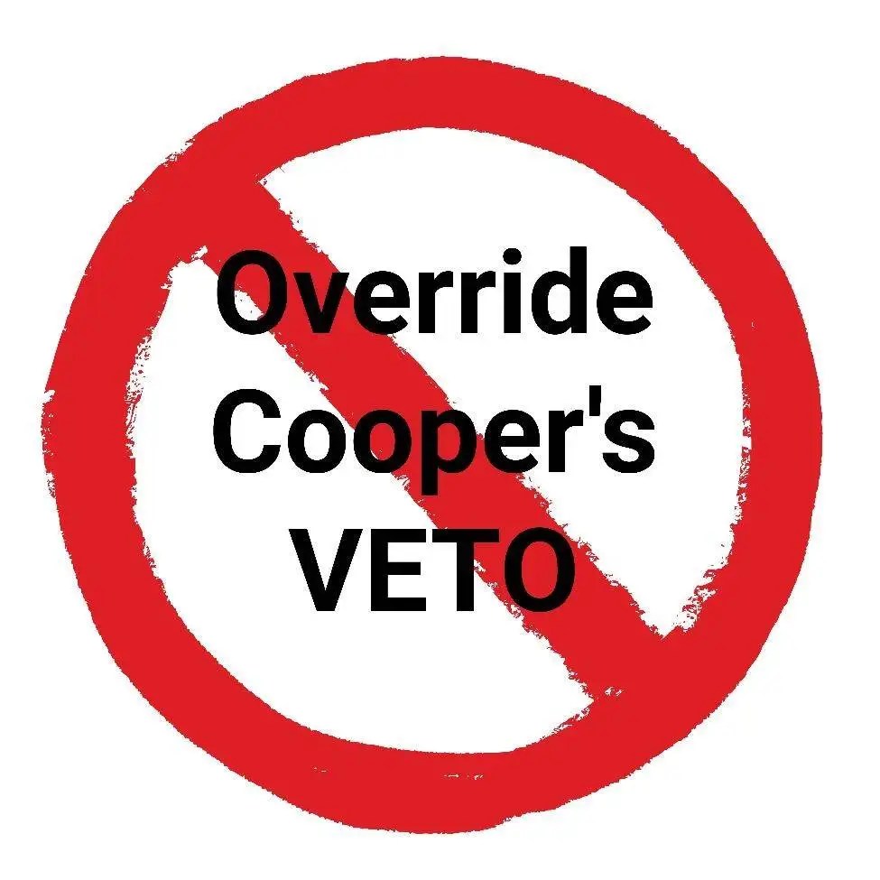 Vote on Overriding Cooper’s Veto of HB 574 and HB 808 Rescheduled