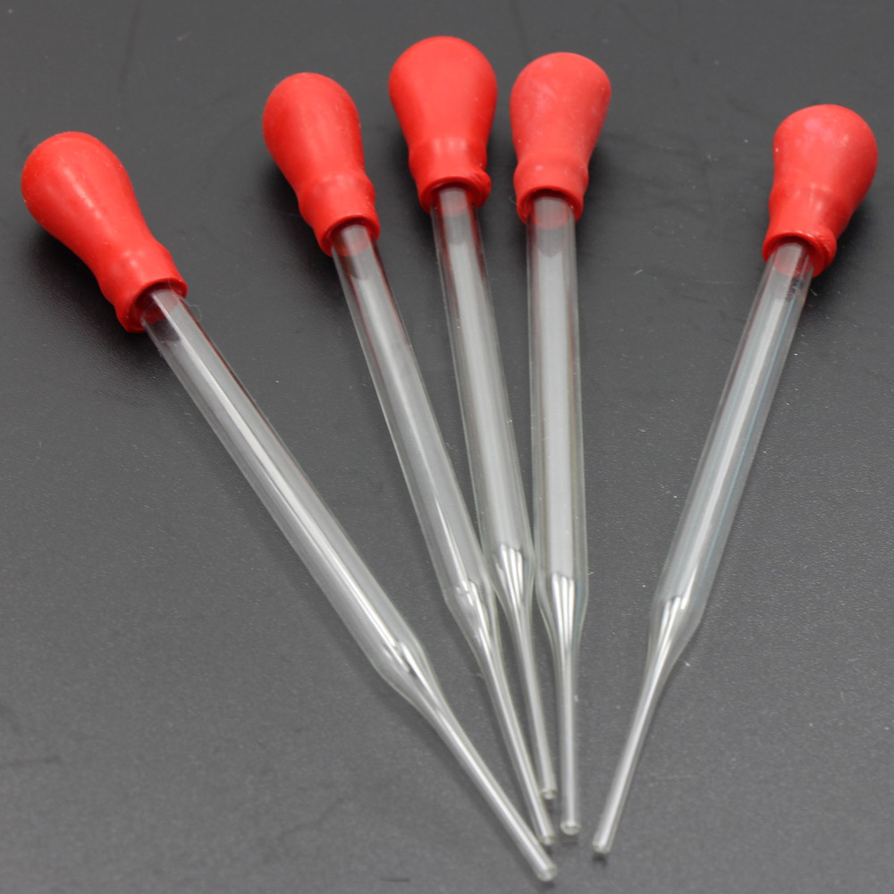MYGJSS19 5PCS EYE DROPPERS GLASS Rubber Head Glass Dropper 120mm Length