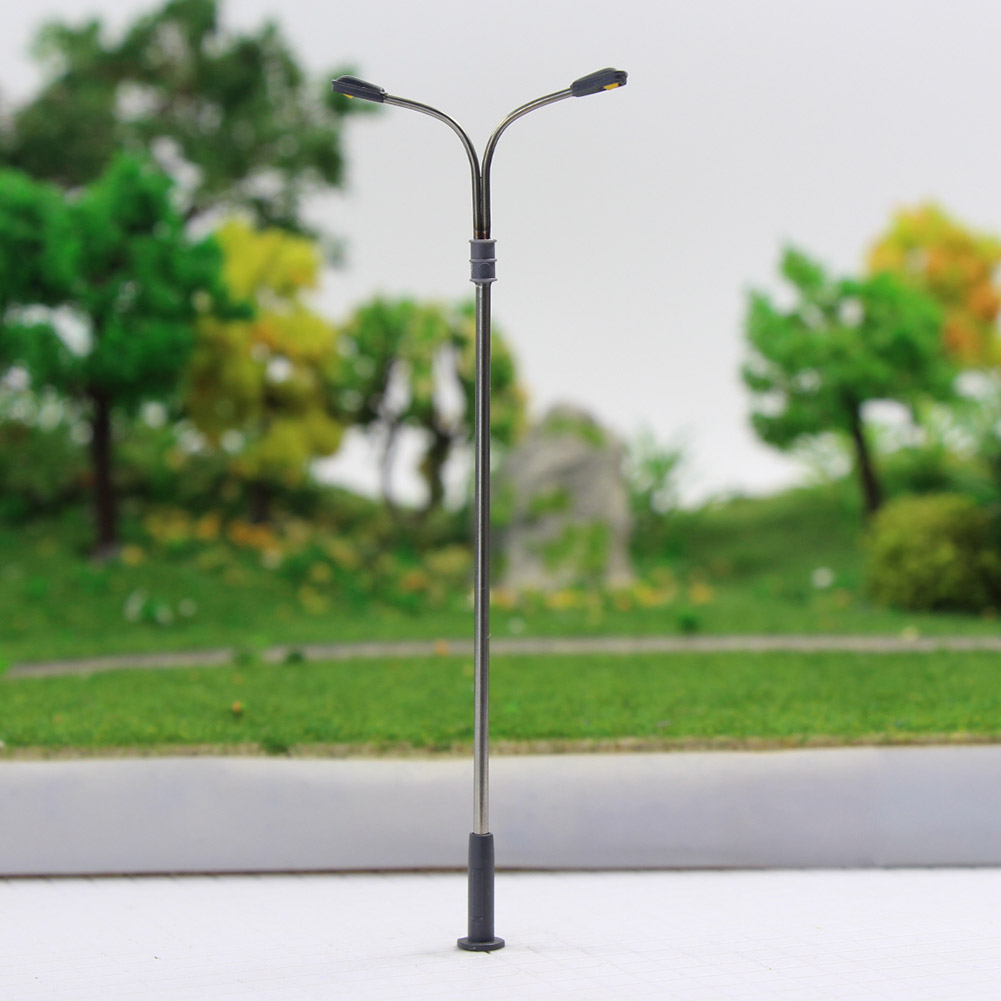 10pcs Model Railway HO Scale Twoheads Warm White Lamp 10cm 187 Street Lights eBay